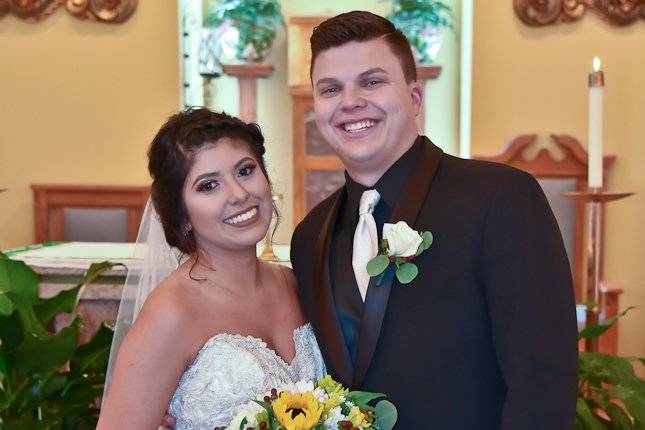 Bride and Groom at Alter