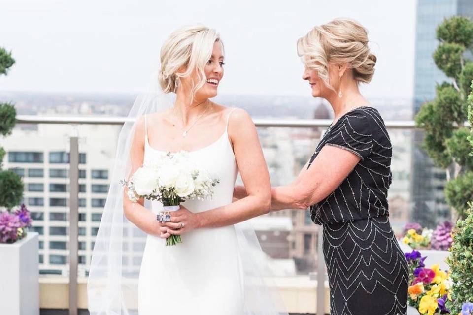 Bride and mothers hair