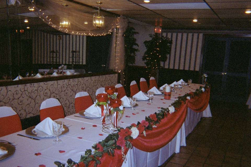 Long dining table setup
