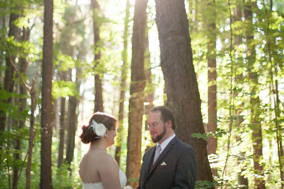Newlyweds in the forest