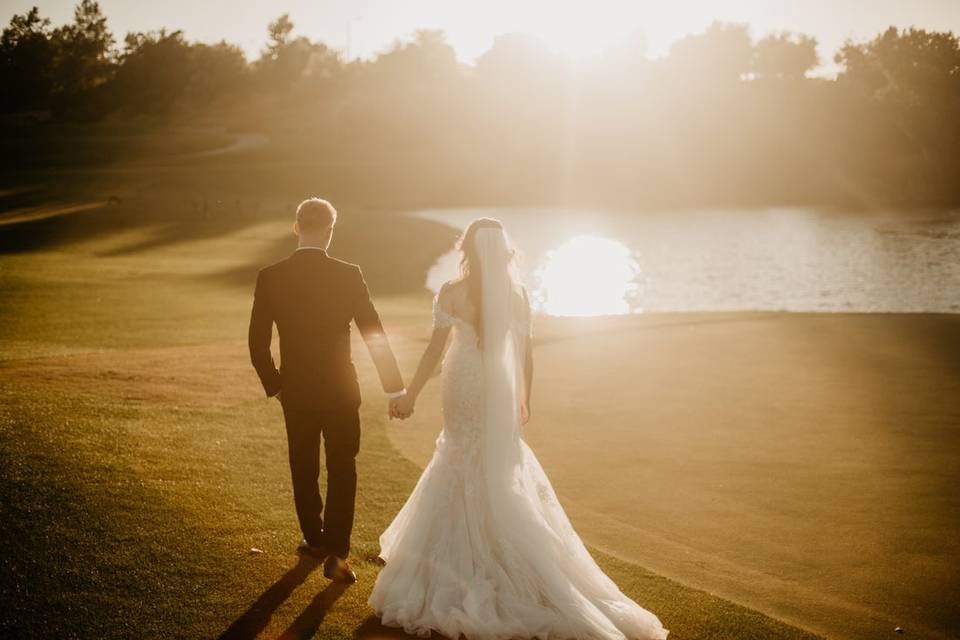 Bride & Groom on the Green