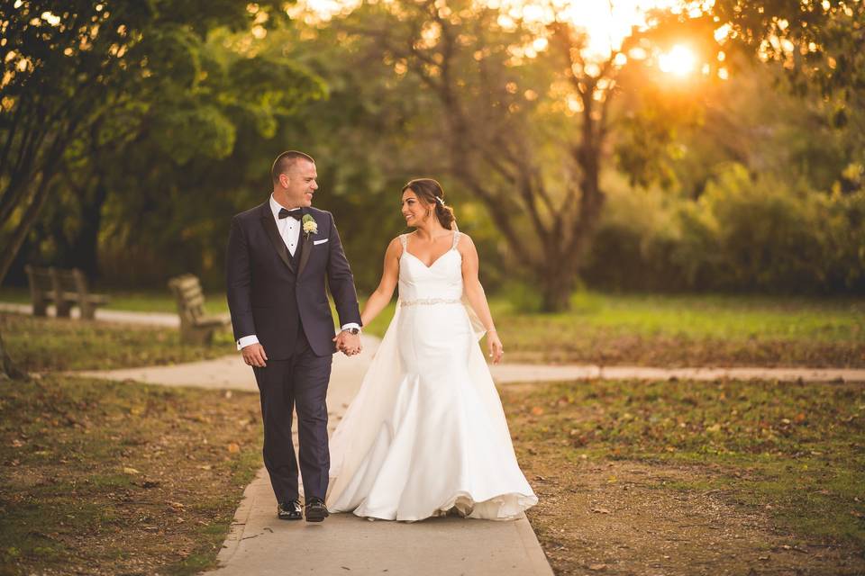 Golden hour wedding photo