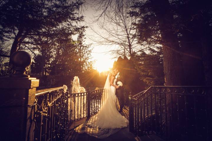 Golden hour wedding photo