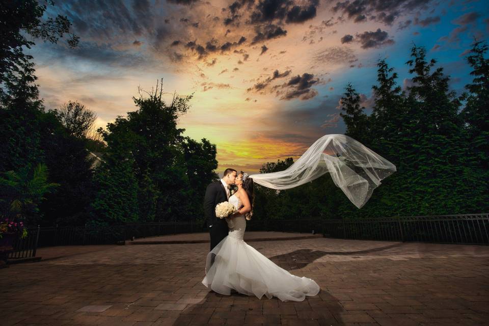 Bride in limo