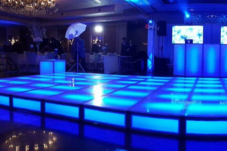 Dance floor in blue lights