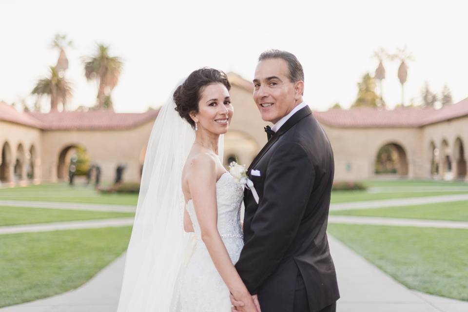 Bride & groom smiling