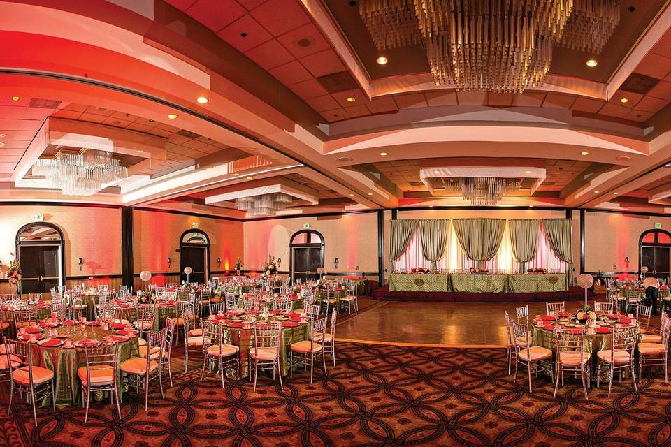 Wedding reception with head table at the center