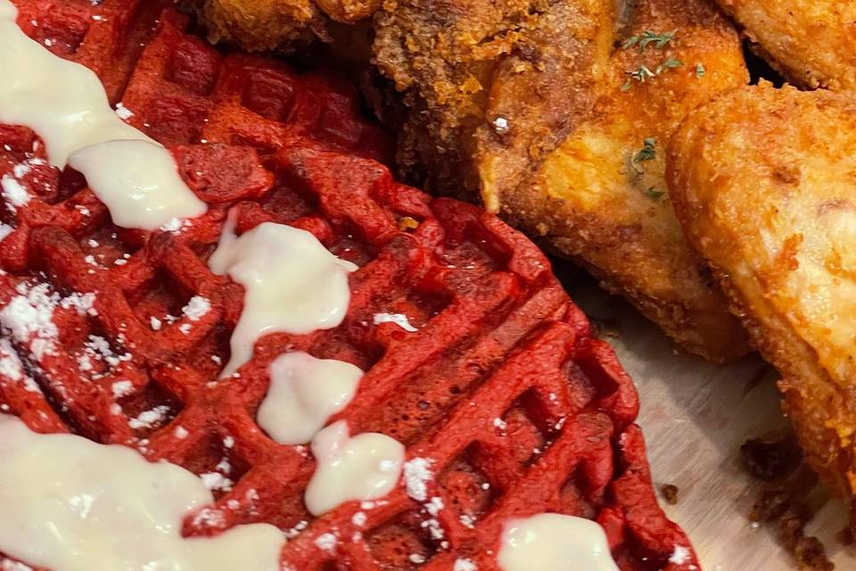 Red Velvet Chicken & Waffles