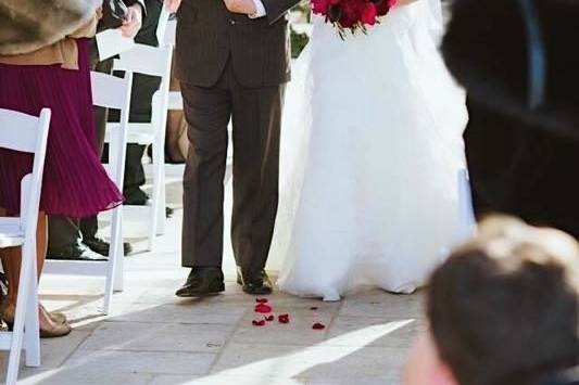 Bride walking down the isle