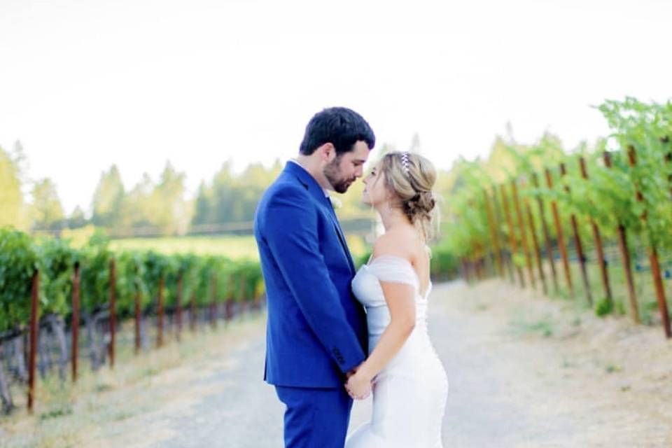 Brie and groom outdoors