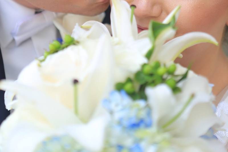 Groom kissing the bride