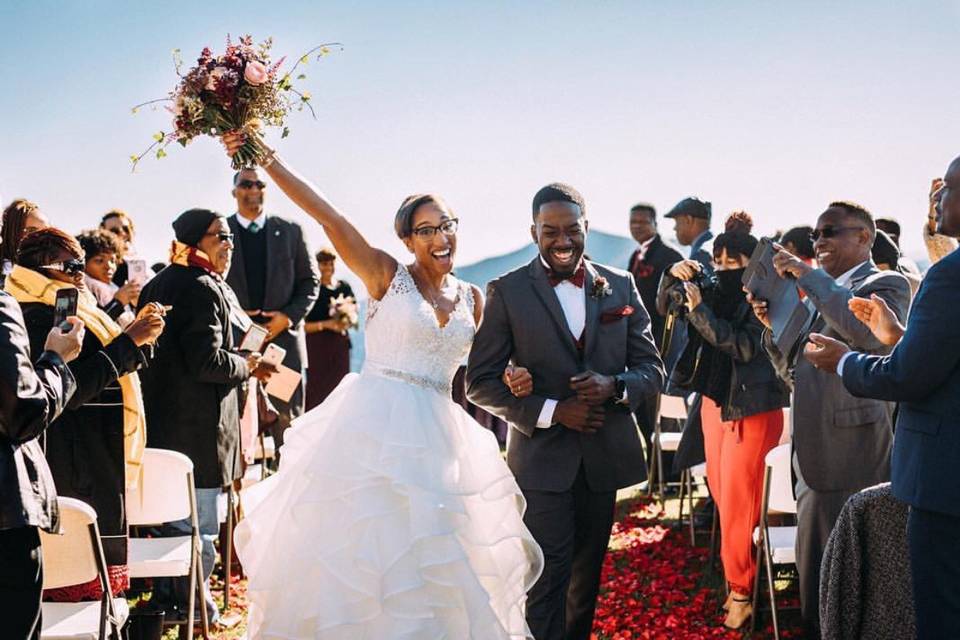 Excited walk down the aisle