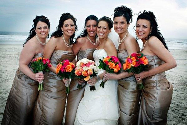 The bride with her bridesmaids