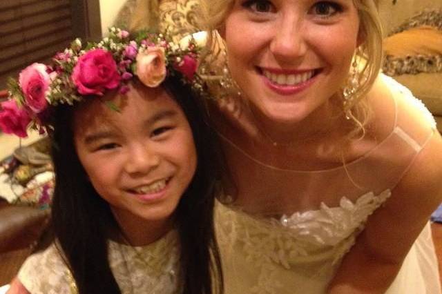 Flower crowns for the bride and flower girl