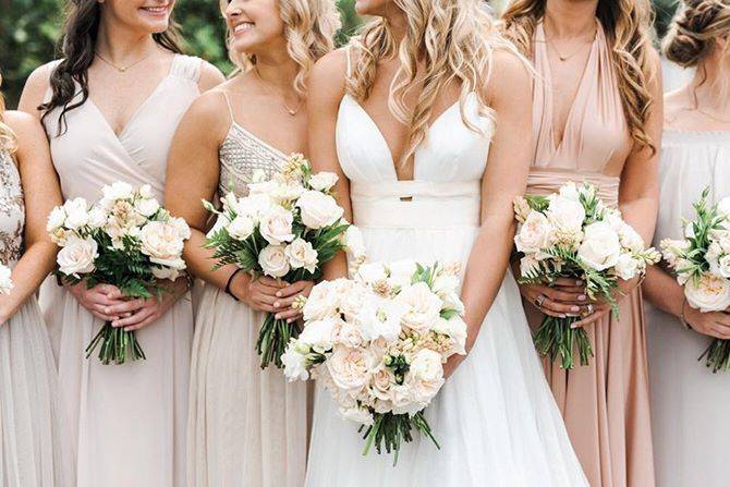 Bouquets of the bride and bridesmaids