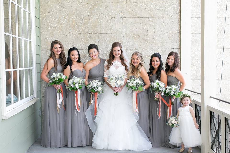 The bride with her bridesmaids