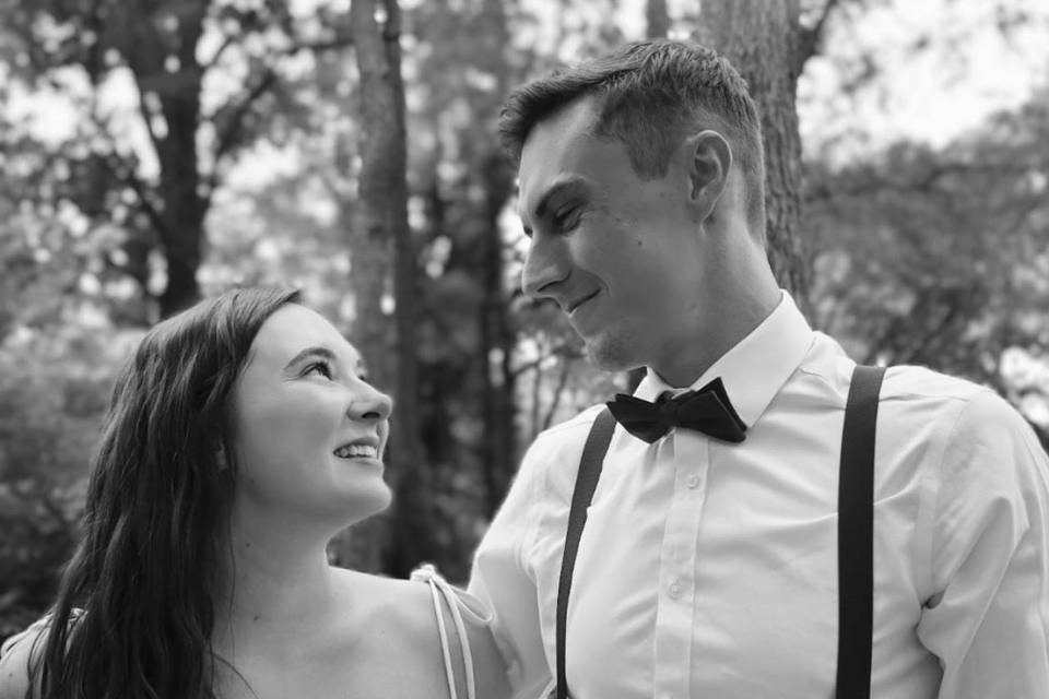 Newlyweds in black and white