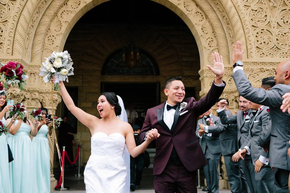 Cheering on the newlyweds