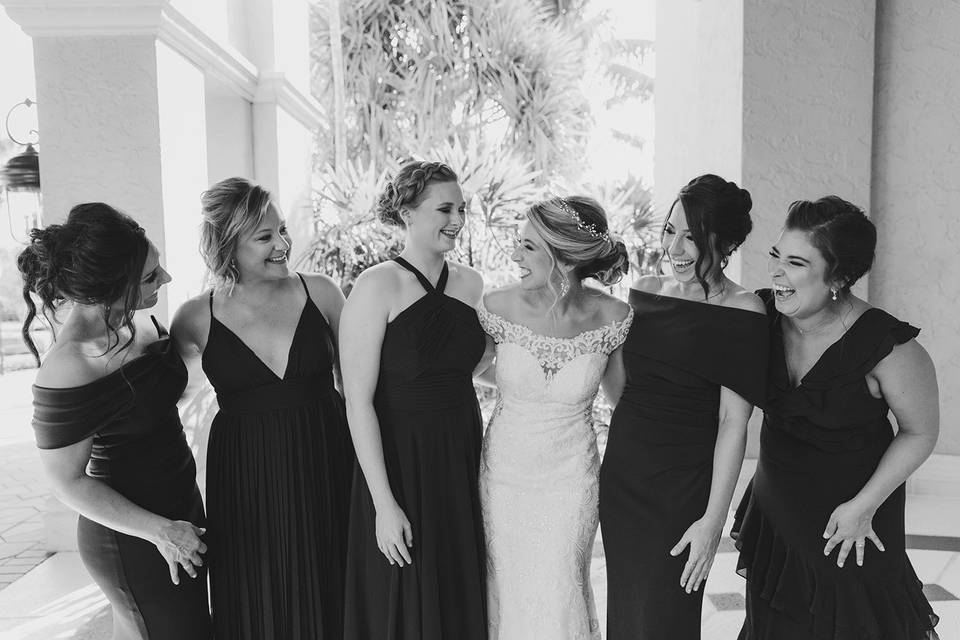 Bride and bridesmaids