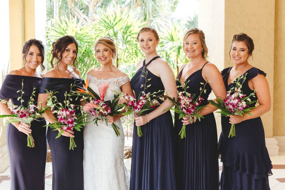 Bride and bridesmaids