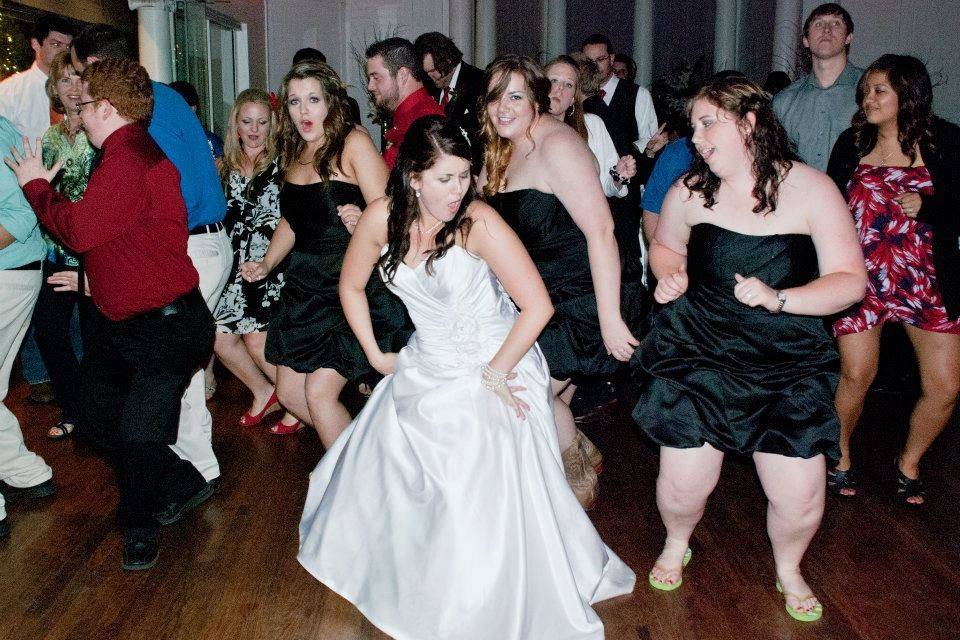 The bride dancing with her guests