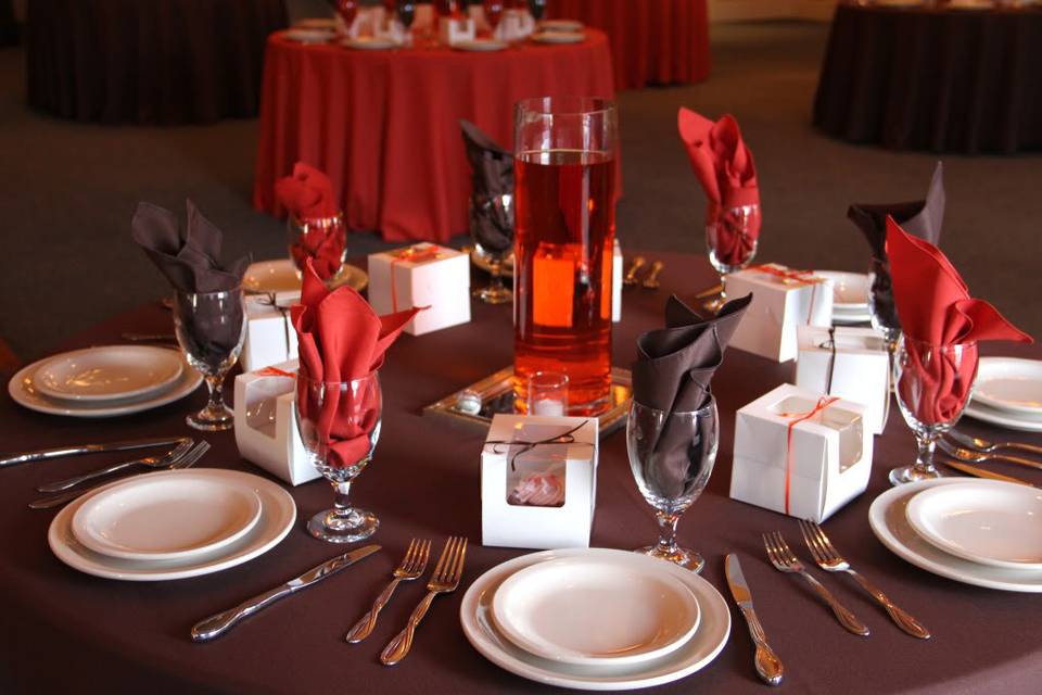 Table setup with centerpiece