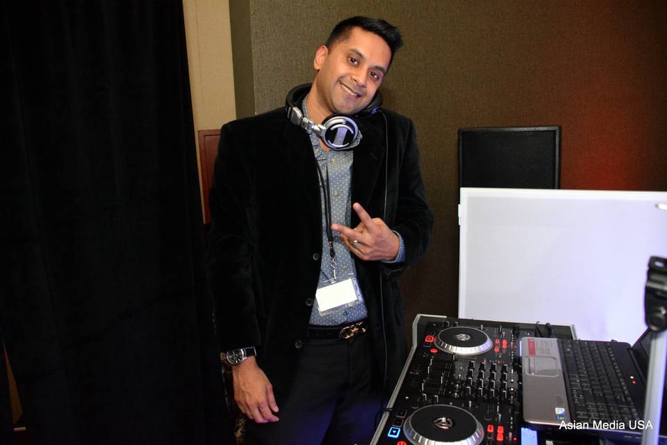 DJ with his equipment