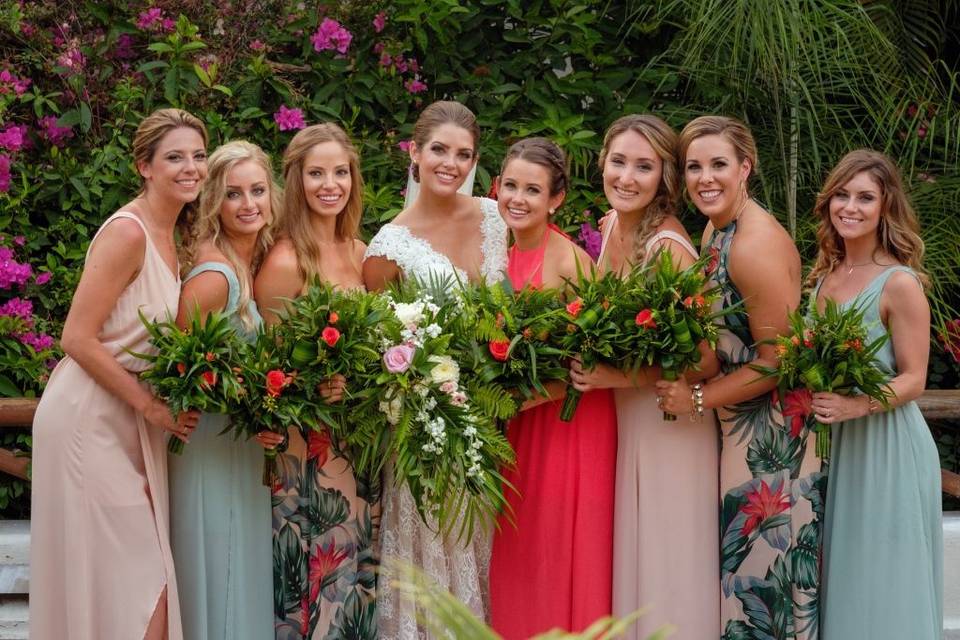 Bride and bridesmaids