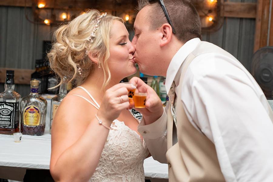 Newlyweds at the bar