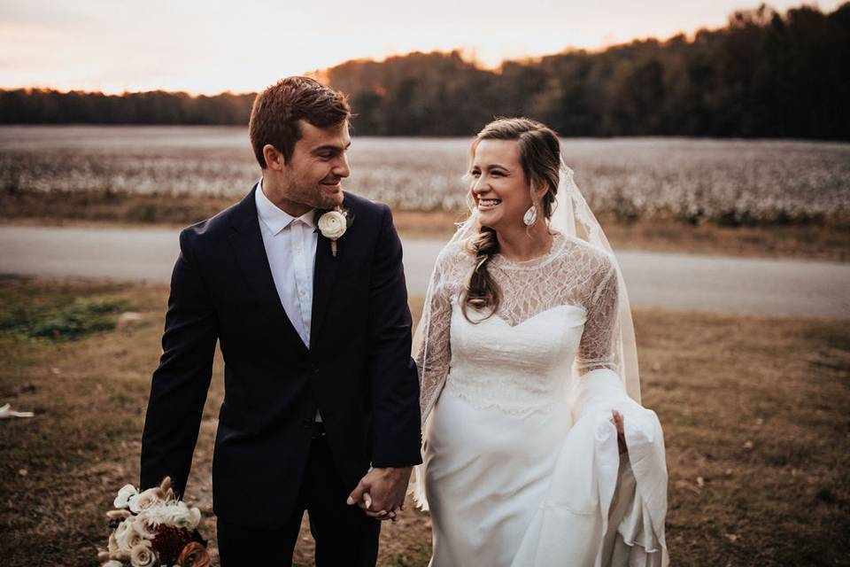 Couples stroll golden hour