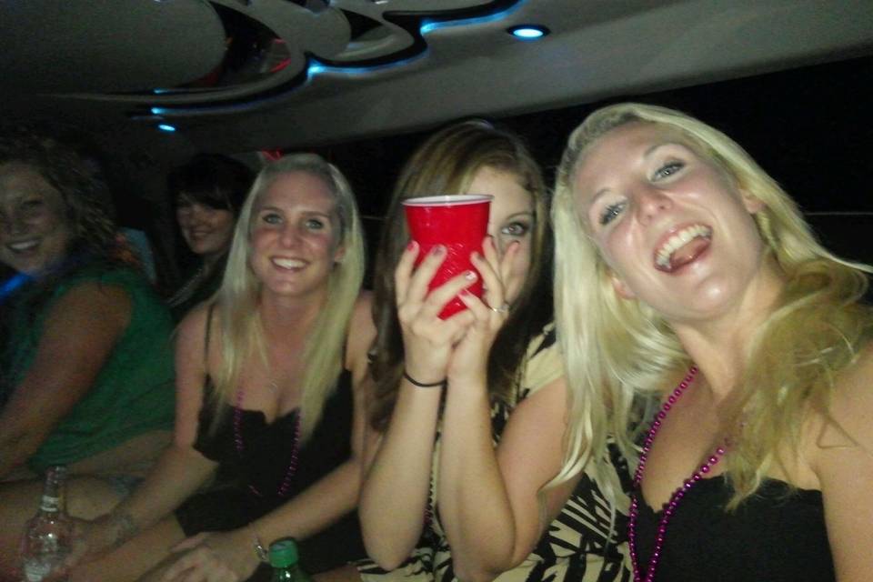 Inside the limo