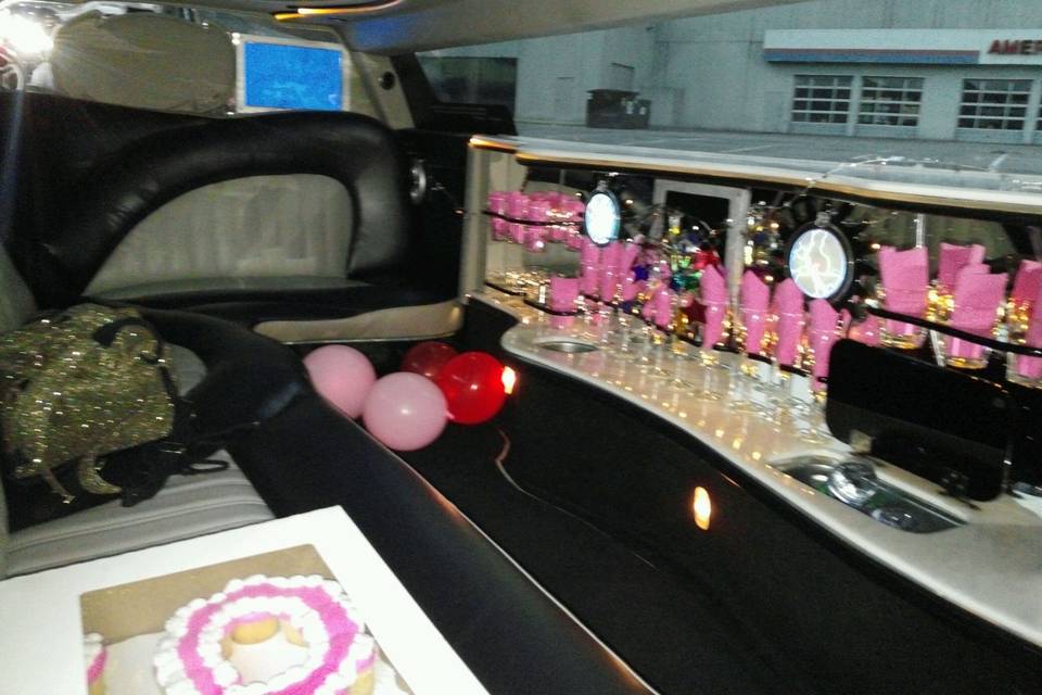 Inside the limo