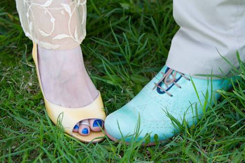 Bride and groom's footwear