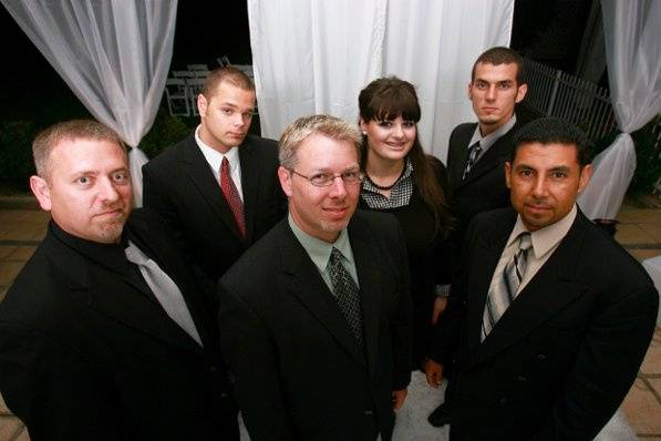 This photo was taken at El Dorado Country Club in Long Beach.  It was shot by Gavin of Gavin Photography.  Both our companies are recommended by Candice Bradley (Director of Catering).  In fact we were her DJ's of Choice for her Wedding in September of 2007.  Missing from this picture are three of our newer employees.  Mirella Rodriguez (Entertainment Director), Lauren Harter (Entertainment Director) and Jonathon Foster (Disc Jockey & Emcee).