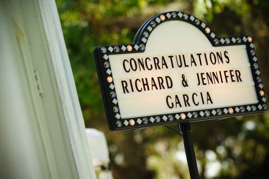 Las Vegas style marquee at The Clarke Estate in Santa Fe Springs