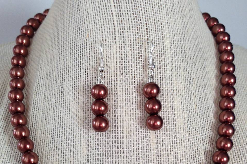 Brown Pearl Necklace Set