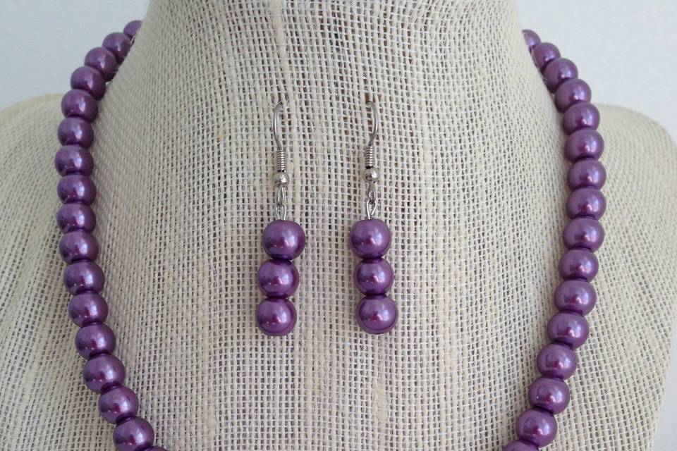 Purple Pearl Necklace Set