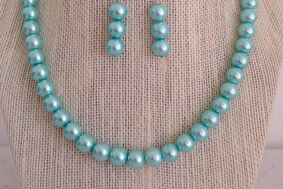 Tiffany Blue Pearl Necklace Set