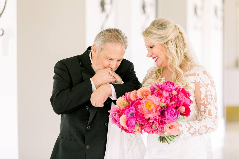 BRIDE & GROOM WITH BOUQUET