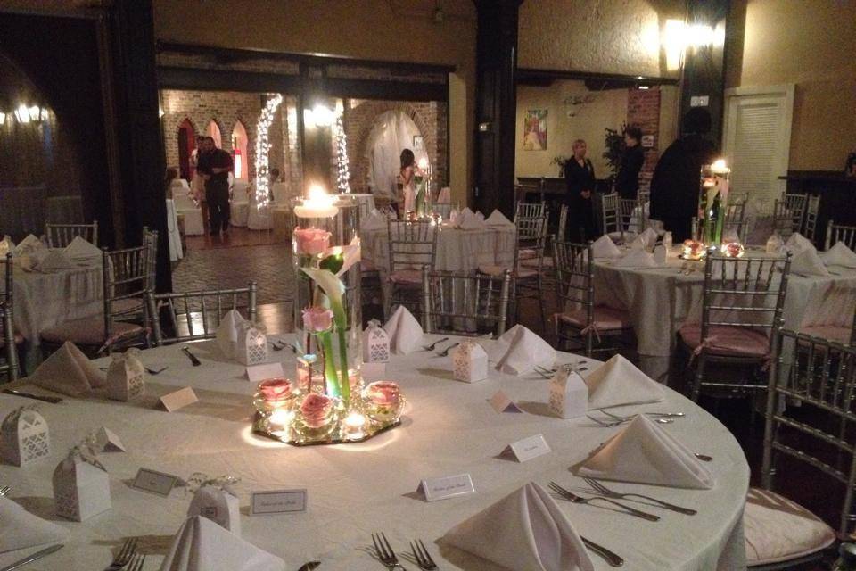 Table setting and floral centerpiece