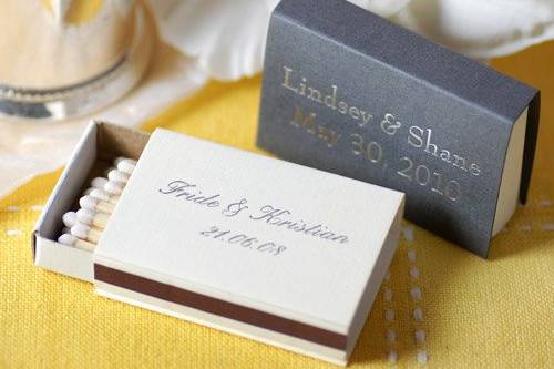 Great practical favors. Find many match box styles in numerous colors, font styles and sizes.