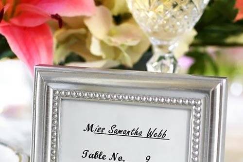 Silver Beaded Place Card Frames