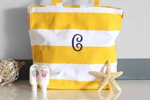 Embroidered initials Medium Boat Tote - Beau-Coup Wedding Favors, Gifts, Supplies & More