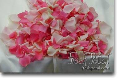 Our custom blended rose petals can include two colors of your choice.