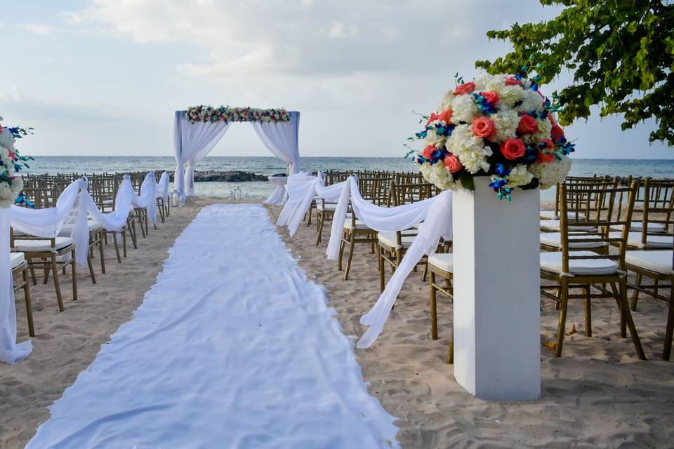 Beachfront sunset wedding