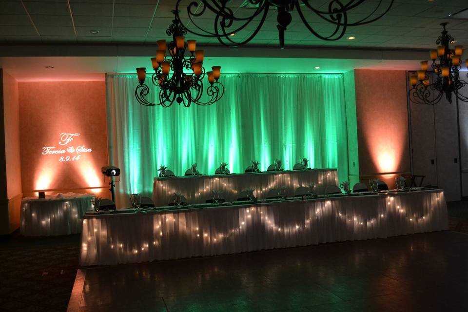 Green and orange uplighting