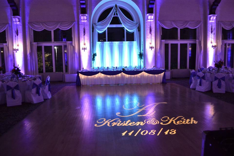 Uplights and custom monogram projection