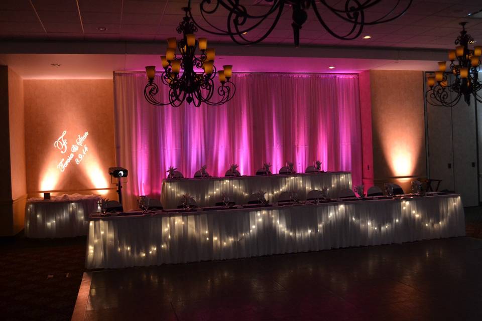 Head table lighting and design