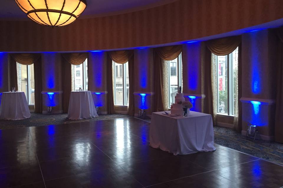 Uplights and custom monogram projection