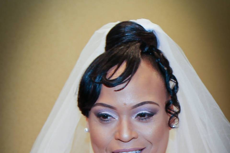 A close-up of the bride